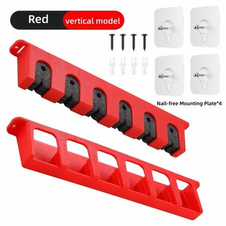Fishing Rod Holder,Vertical 6 Rod Storage Racks Wall Mount Fishing Rod Rack for Garage Cabin Basement Rods Color Red