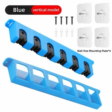 Fishing Rod Holder,Vertical 6 Rod Storage Racks Wall Mount Fishing Rod Rack for Garage Cabin Basement Rods Color Blue
