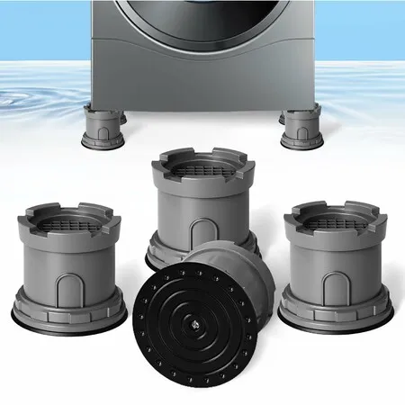 4Pcs Anti Vibration Pads for Washing Machine,Adjustable Height Stops Washer Dryer Moving,Antivibration Stabilizer Support Feet with Suction Cup Bottom