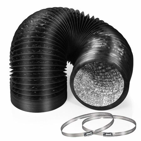 6 Inch 6.55-Feet Long 200cm Dryer Vent Hose,Thickened aluminium foil flexible aluminium ducting 2 hose clamps