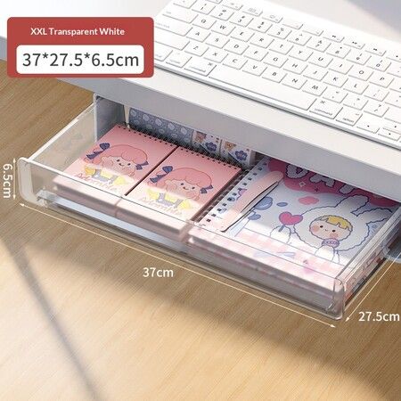 Under Desk Drawer Organizer Hidden Storage Box Office Supply Workspace Christmas Birthday Gift Transparent 37cm