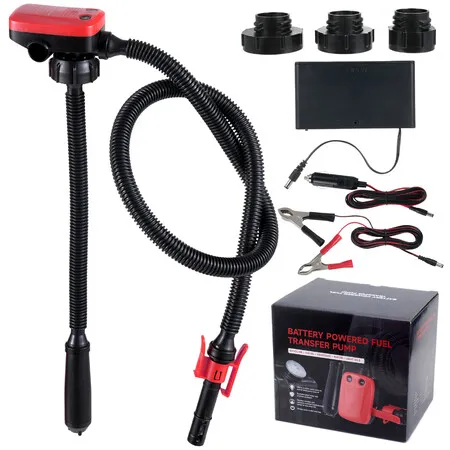 Cordless Fuel Transfer Pump with Flexible Hose, Battery Powered, Compatible with DeWalt 20V and Milwaukee 18V Batteries, Portable Fuel Pumping