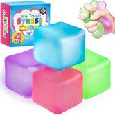 4 Pack Stress Cube,Slow Rising Ice Cube Stress Balls,Sensory Fidget Toy for Anxiety Relief,Square Shape Squishy Balls,Nice Cube Squishy