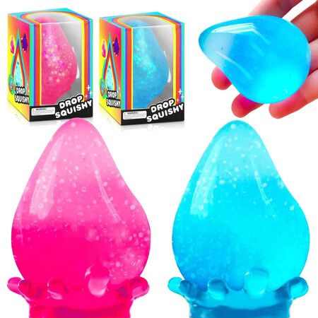 2 Packs Dream Squishy Drop Stress Balls,Fidgets Silicone Sensory Toys,ADHD, Sensory Stress Relief Toys Birthday Day Gifts (Blue Pink)
