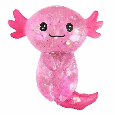 Glitter Axolotls Squishies Toy,Stretchy Axolotls Stress Ball,Soft Squeeze Sensory Fidget Toys,Cute Easter Basket Stuffers Party Favors Classroom Prizes