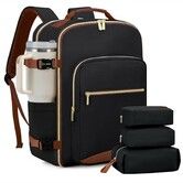 40L Travel Backpack for Women Men, Airline Approved Carry On Luggage with 3 Packing Cubes, Waterproof Bag, Weekender Essentials Backpacks (Black)