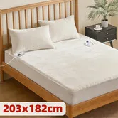 Electric Heated Blanket Fully Fitted Mattress Pad Underblanket King Size Washable Bed Warmer Winter Heating Underlay Mat Dual Controllers 203x182cm
