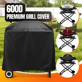 Grill Cover for Weber Q Series Grill on Cart - 7113 BBQ Cover for Q2000/Q200/Q1000/Q100 with Portable Stand, 600D Heavy Duty & Waterproof BBQ Cover for Web