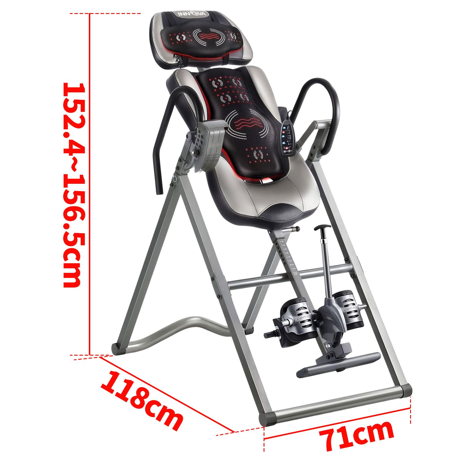 Heated Massage Inversion Table Gravity Exercise Bench Home Gym Fitness Workout Machine Hang Upside Down Lower Back Stretcher Inverter Equipment