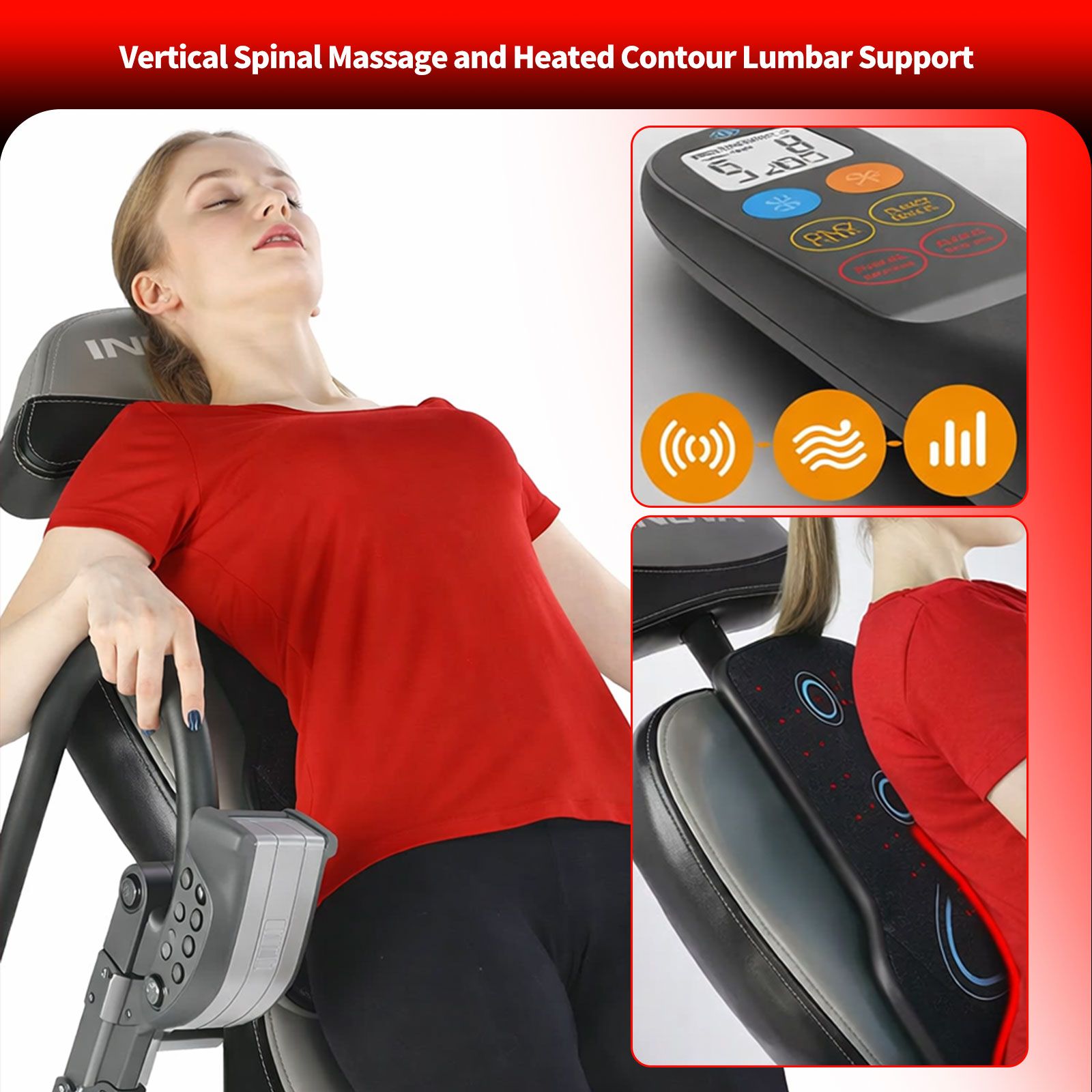 Heated Massage Inversion Table Gravity Exercise Bench Home Gym Fitness Workout Machine Hang Upside Down Lower Back Stretcher Inverter Equipment