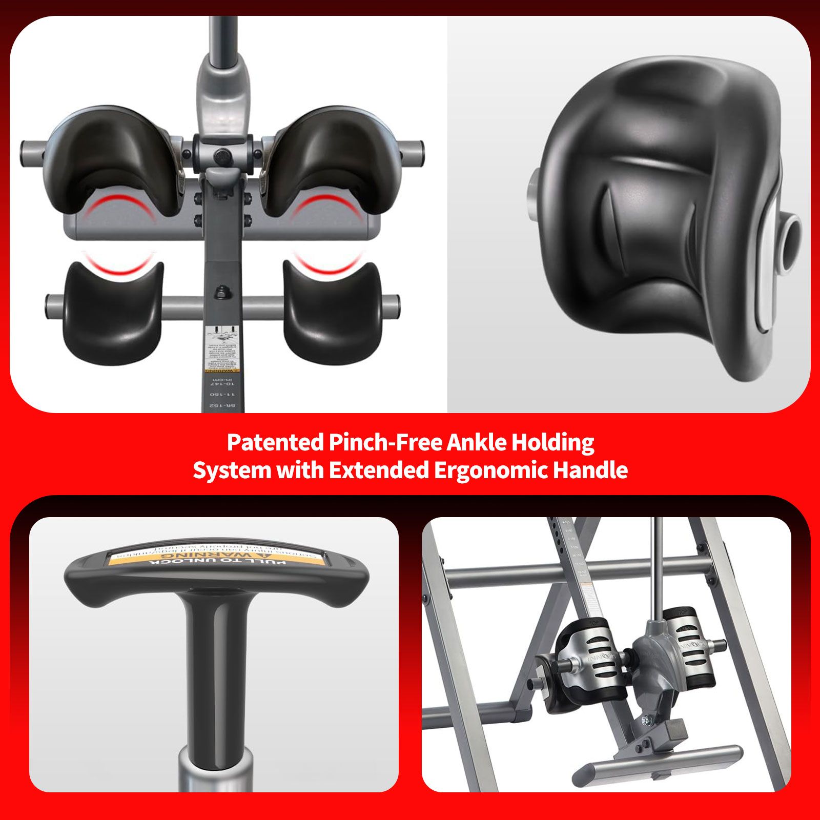 Heated Massage Inversion Table Gravity Exercise Bench Home Gym Fitness Workout Machine Hang Upside Down Lower Back Stretcher Inverter Equipment