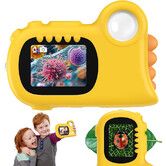 2 in 1 Microscope for Kids and Video Camera, 1000X Digital Microscope with 2.0 inch Screen, Camera Toys for 3 to 12 Age Years Old Boys Girls, Yellow