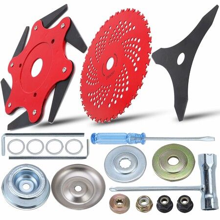 Steel Trimmer Head & 9Inch x 36 Teeth Carbide Tipped Blades and 10Inch x 3 Teeth Carbon Steel Brush Cutter Blades with 2 Different Adapter Kits