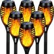 6 Pack Solar Torch Light with Flickering Flame Waterproof for Garden Decor,Yellow Flame Torches for Outside Landscape Porch Yard Pathway Decorations