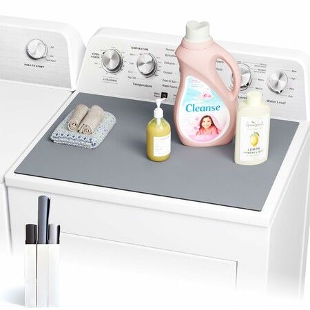 1PC Washer and Dryer Covers for the TopFabric Laundry Countertop Mat,Anti-Crease Rolled Packaging,Non-Slip Rubber Base,Washer Dryer Topper (Grey)