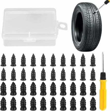 60PCS Tyre Plug Repair,Car Tyre Puncture Repair Rubber Nails,Vacuum Tire Repair Nails Kit for Motorcycle Bike ATV