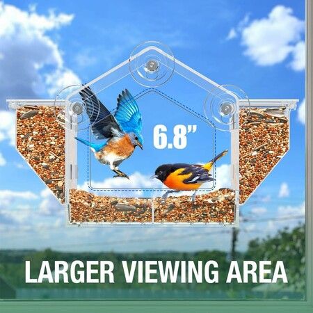 Window Bird Feeders,Window Parrot Feeder Clear Visibility Bird House Nest for Sparrow Parakeet Budgies Conures Cockatiels