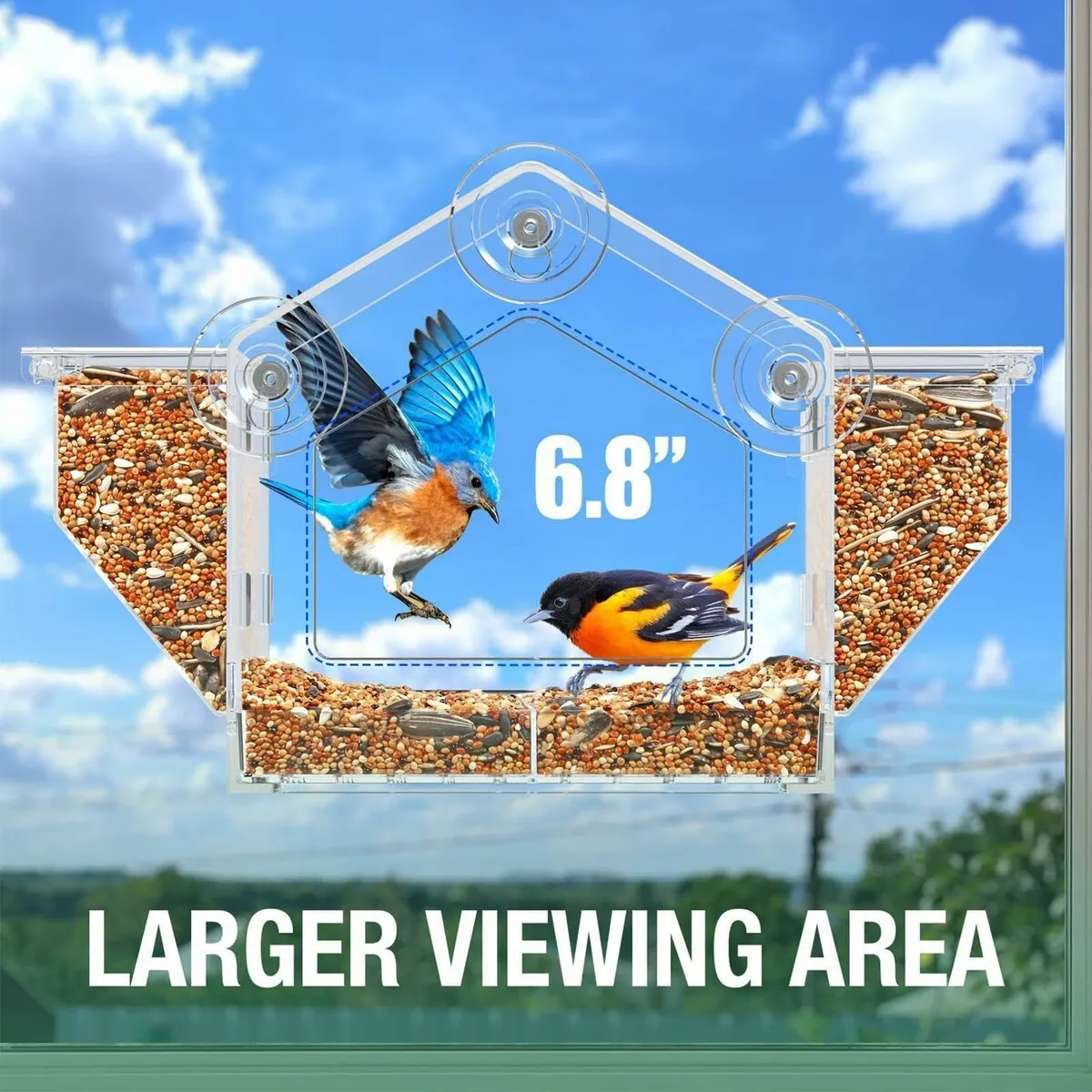 Window Bird Feeders,Window Parrot Feeder Clear Visibility Bird House Nest for Sparrow Parakeet Budgies Conures Cockatiels