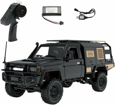2.4G Full Scale MN Model MN82S 1:12 Pickup Short Truck 4WD Climbing Rock Crawler RC car (Black Color) with 1× Batteries