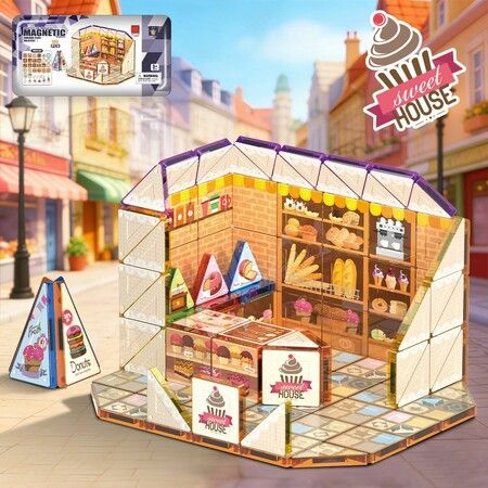 Tiles Doll House Double Sided Cake Shop 3.75cm Building 100 Blocks Educational bakery cake shop Toys Boys Girls Christmas Birthday Gift