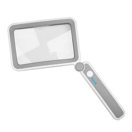 White Square Folding Magnifying Glass 10 LEDs Rechargeable 3 Modes Full Page Illuminated Magnifier for Seniors Low Vision