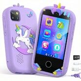 Kids Smart Phone with Dual Camera, 2.8Inch Touchscreen Music Learning Educational & 32GB Card, Christmas Birthday Gift for Kids Purple