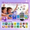 Kids Smart Phone with Dual Camera, 2.8Inch Touchscreen Music Learning Educational & 32GB Card, Christmas Birthday Gift for Kids Purple
