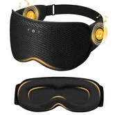 3D Sleep Mask with Bluetooth Headphones for Side Sleepers Zero Eye Pressure Adjustable Sleep Eye Mask,Ultra-Thin Stereo Speakers for Sleepin(Black)