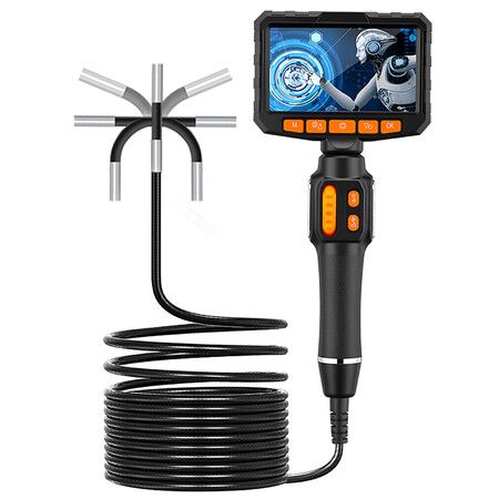 Articulating Borescope Camera with Light,3.9 mm Two-Way 180 Degree Probe,1080P HD Industrial Endoscope Inspection Camera with 4.3in IPS Screen Borescope