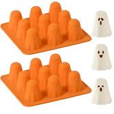 Ghost Silicone Molds 2 Packs Non-Stick 3D Chocolate Molds 9-Cavity Cute Ghost Mold for Jelly Gummy Candy Pudding Ice Cube Resin Cake