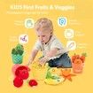 Kids Sensory Toys 16 PCS Fruit Vegetable Doll Color Sorting Play Food Crinkle,Rattle,Montessori Toys For Boy Girl Gifts Easter Basket Stuffers