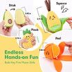 Kids Sensory Toys 16 PCS Fruit Vegetable Doll Color Sorting Play Food Crinkle,Rattle,Montessori Toys For Boy Girl Gifts Easter Basket Stuffers