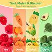 Kids Sensory Toys 16 PCS Fruit Vegetable Doll Color Sorting Play Food Crinkle,Rattle,Montessori Toys For Boy Girl Gifts Easter Basket Stuffers