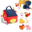 Plush Farm Toy Soft Portable Developmental Interactive Stuffed Animals Farm Animals With Carrier,For Boys Girls Kids Children