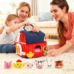 Plush Farm Toy Soft Portable Developmental Interactive Stuffed Animals Farm Animals With Carrier,For Boys Girls Kids Children
