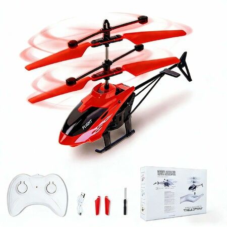 Remote Control Helicopter,Gesture Sensing Indoor Flying Helicopter Toys,RC Airplane with 10Mins Flight,RC Helicopters with Light,Birthday Gifts (Red)