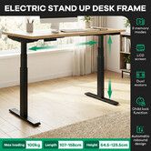 Stand Up Desk Frame Electric Sit and Standup Table Base Legs Heavy Duty Adjustable Rising Motorised Standing Underframe Dual Motor Carbon Steel Blac