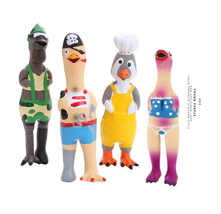 4Pcs 22cm Latex Squeaky PRANK Chicken Dog Toy  Interactive Chew Toys For Dogs Puppy  Interactive Pet Funny Squawkers Cute Dog  Christmas Gift