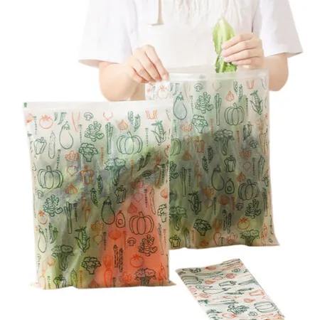 4 PCS Rice Bran Fruit Vegetable Food Preservation Bags Sealed Bag Reusable for Vegetables and Fruits Leakproof Storage in Refrigerator