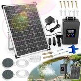 Solar Pond Aerator 30W Timer Air Pump Battery Powered Aeration Kit Dual Pump Fish Tank Bubble Oxygenator Christmas Gift COL