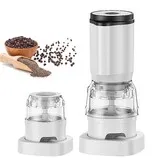 Spice Grinder,1300mAh Electric Salt Pepper Grinder Set with USB Charging,Adjustable Coarseness,Automatic Spices Mill for Home Kitchen White