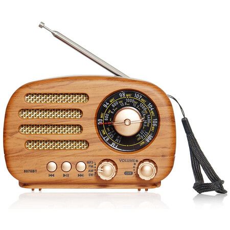 Portable Vintage Decor Radio, Retro Bluetooth Speaker, FM/AM/SW Old Fashion Classic Style, Adjustable Antenna, Rechargeable Battery Powered, Yellow