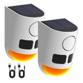 2 Pack Solar Motion Sensor Alarm,4 Working Mode Dog Barking Motion Activated Alarm 129dB Loud Sound Noise Maker with Strobe Light for Yard Farm Garden