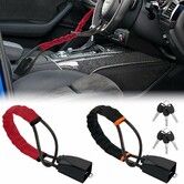 2 Pack Steering Wheel Lock Seat Belt Lock,Universal Car Anti-Theft Device,Thickened Steel Cable Steering Wheel Lock with 3 Keys,Fits Most Cars,SUVs Trucks
