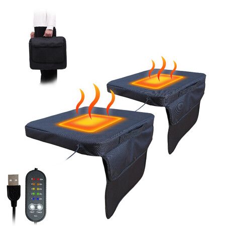 Electric Heating Seat Cushion  Heated USB Power with 5 Temperature Settings Heating Pad for Office Park Boat Stadium Camping,2 Pack