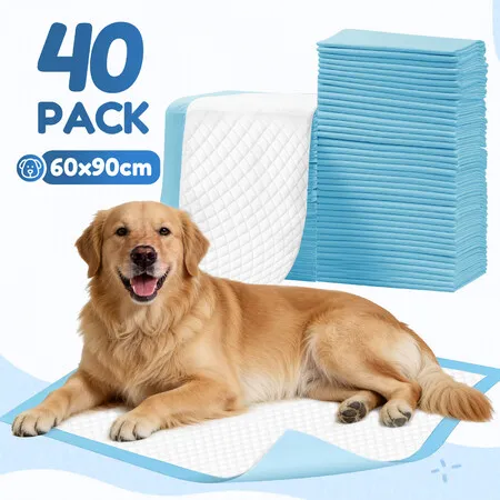 Dog Training Pads 40Pcs Disposable Mat 60x90cm Puppy Potty Pee Wee Pet Toilet 7 Layer Super Absorbent Leakproof Quick Dry for Dogs & Cats Under 60KG
