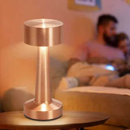 Portable LED Table Lamp,3-Levels Brightness Metal Desk Lamp,3 Color Touch Control Rechargeable Lamp,Bedside Lamp for Bedroom Living Room(Bronze)