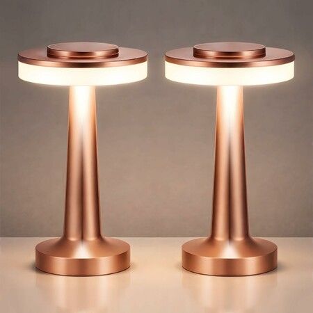 2 Pack LED Portable Cordless Table Lamp with Touch Sensor 3 Color Stepless Dimming Rechargeable Cordless Lamp for Bedroom Restaurant Outdoor Bronze