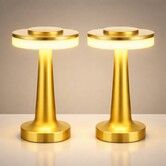 2 Pack LED Portable Cordless Table Lamp with Touch Sensor 3 Color Stepless Dimming Rechargeable Cordless Lamp for Bedroom Restaurant Outdoor Gold