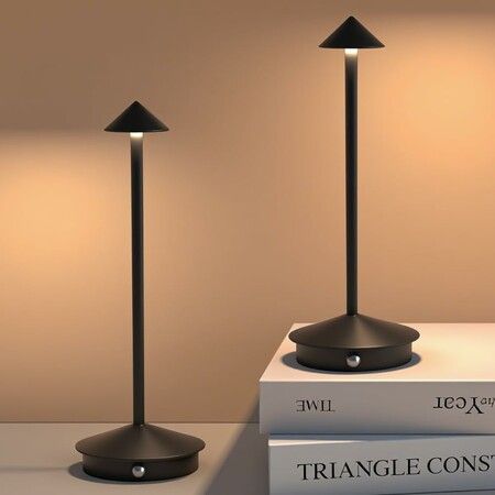 2 Pack Cordless Table Lamps, Portable LED Desk Lamps, Rechargeable Battery Operated Lighting for Bedroom Dining Room Night Light (Black)